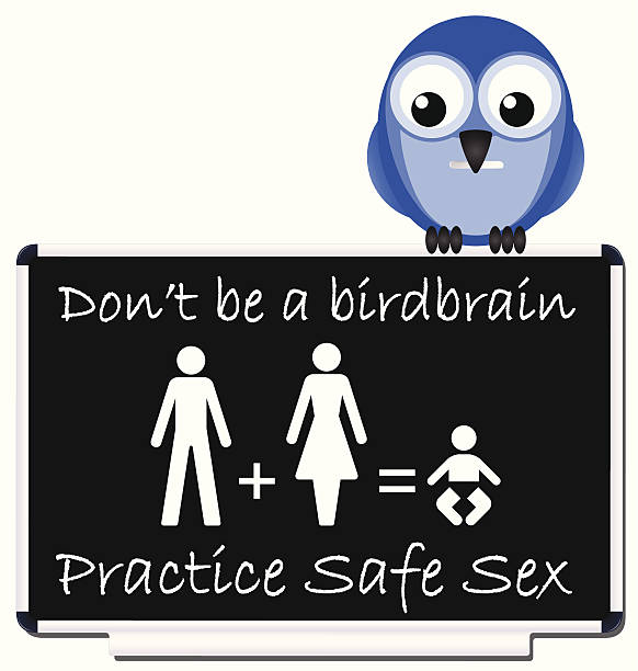 Safe sex Bird, birdbrain stock illustrations