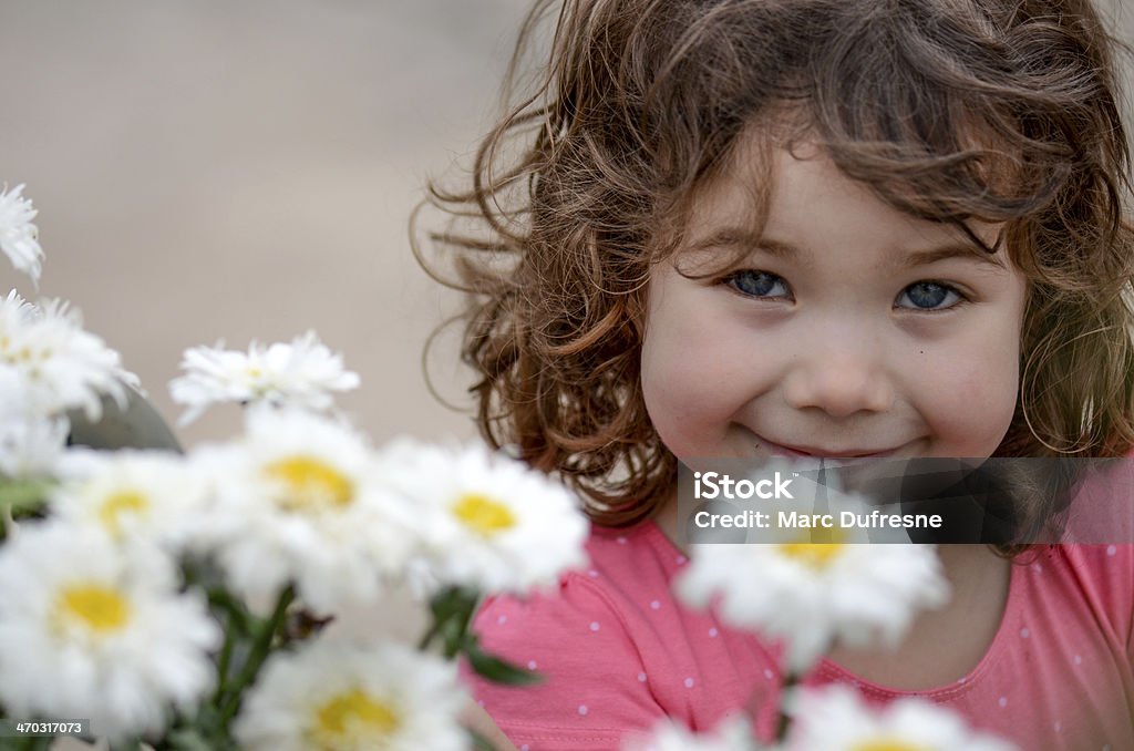 hiding behind daisies A young girl hiding behind daisies 4-5 Years Stock Photo