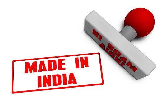Made in India Stamp or Chop on Paper Concept in 3d