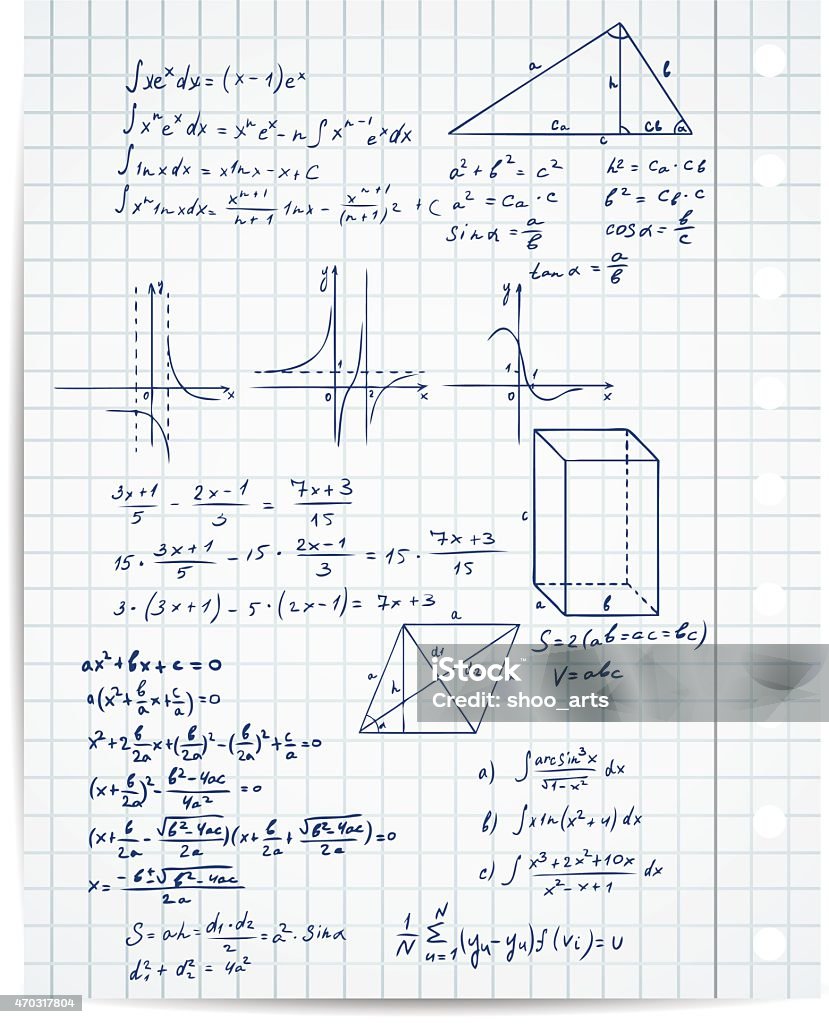 Math Pages Geometry Math And Geometry On Copybook Page Vector Set Stock Illustration ...