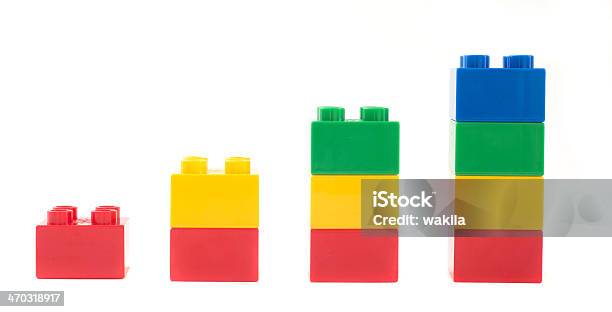 Toy Cubes Rising Chart Bunte Bauklötze Duplosteine Stock Photo - Download Image Now
