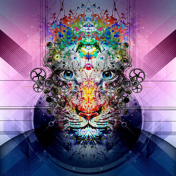 istock Abstract colorful illustration of tiger with paint splashes 470321862