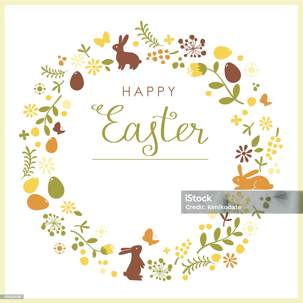 Felices Pascuas corona de tarjeta - arte vectorial de Pascua libre de derechos