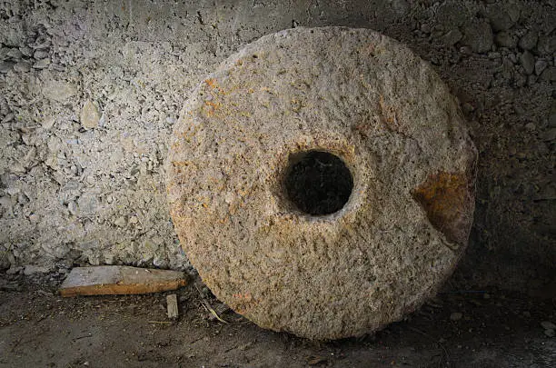 Photo of Photo of millstone leaning against wall