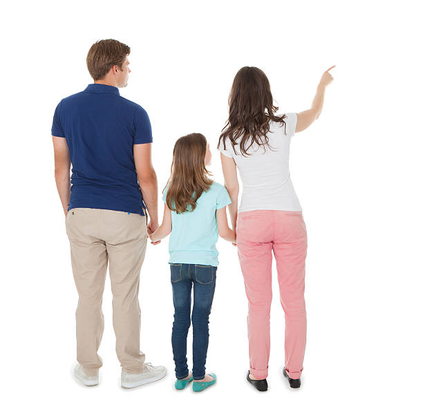 女性をご家族を示す - mother holding child pointing ストックフォトと画像