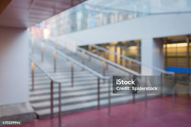 Out Of Focus Office Public Space With Stairs Background Stock Photo - Download Image Now