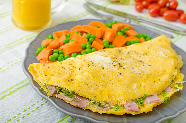 istock Ham and cheese omelette , healthy vegetable 470335080