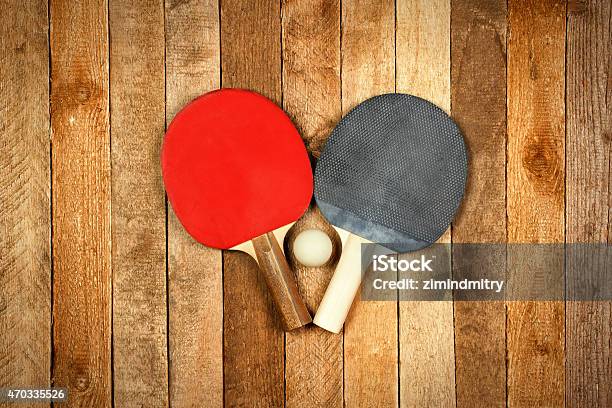 Ping Pong Paddle And Ball Stock Photo - Download Image Now - 2015, Badminton Racket, Brown