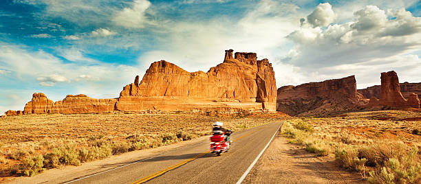 istock Motorcycle Road Trip Exploring American Southwest in Arches National Park 470339350