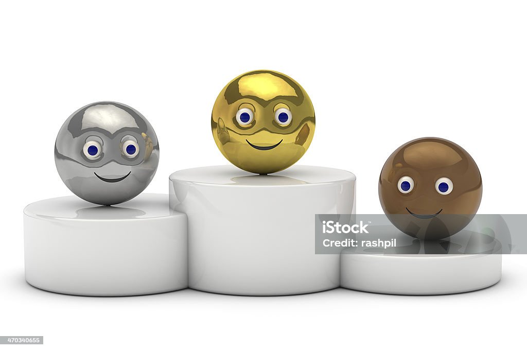 Pódio com 3d símbolo bola smiley - Foto de stock de Branco royalty-free