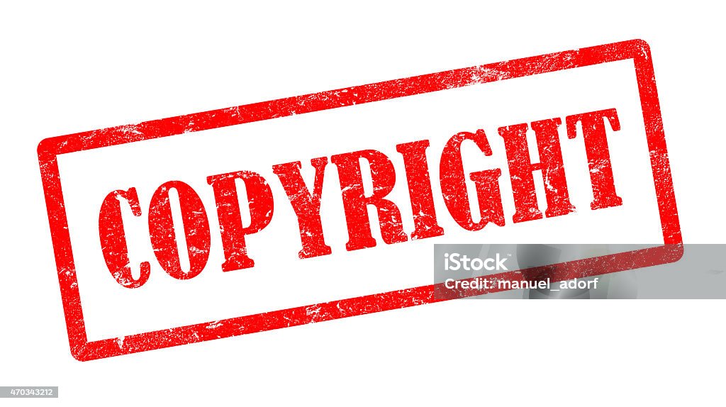 red copyright stamp grunge design on white background red grunge copyright stamp with rectangle frame on white background, illustration 2015 Stock Photo