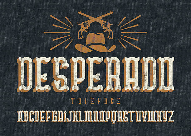 ilustrações de stock, clip art, desenhos animados e ícones de "desperado" tipo de letra. - rustic