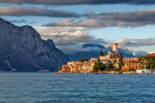 View of the enchanting village of Malcesine on the shores of the Garda Lake (Italy)
