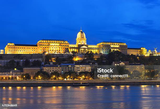 Buda Castle And Danube River At Night Stock Photo - Download Image Now - Ancient, Antique, Architectural Dome