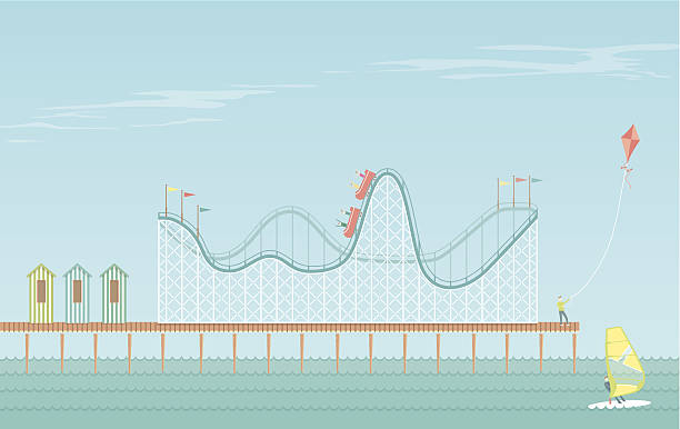 американские горки boardwalk - rollercoaster blackpool england pleasure beach stock illustrations