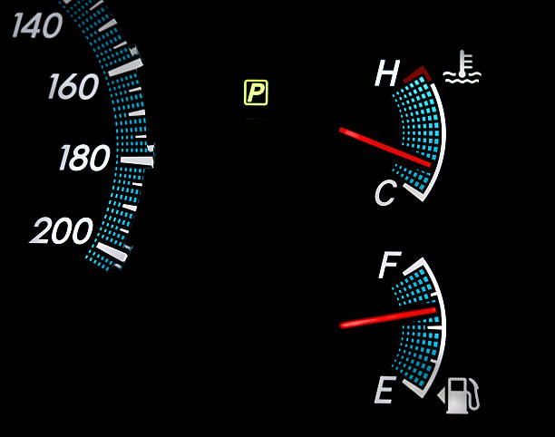 medidores de gás combustível - gauge car motor vehicle heat - fotografias e filmes do acervo