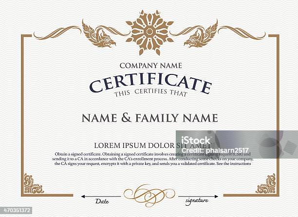 A Template For A Certificate With An Artistic Border Stock Illustration - Download Image Now