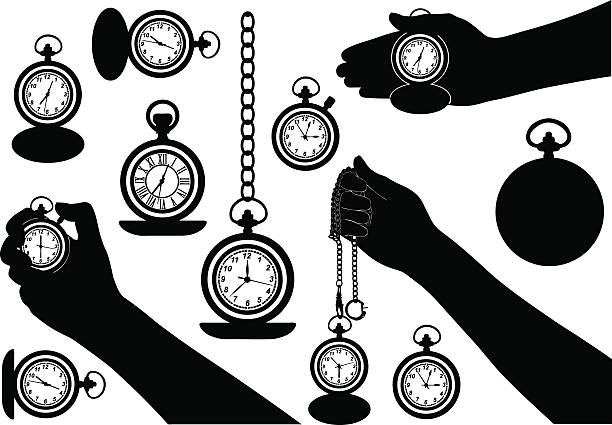 ilustrações, clipart, desenhos animados e ícones de relógios de bolso isolados - pocket watch watch clock pocket