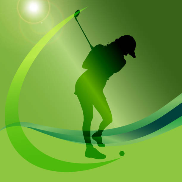 Vector silhouettes of golf. Vector silhouettes of golf on a green background. golf silhouettes stock illustrations