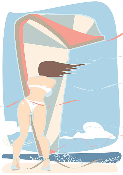 kiteboarding wind vector art illustration