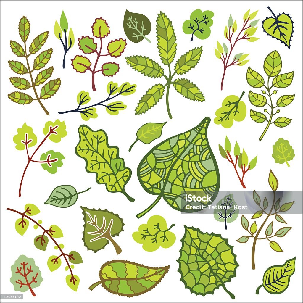 Graphics Spring Leaf Spring Green Leaves Branches Set Stock Illustration - Download Image ...