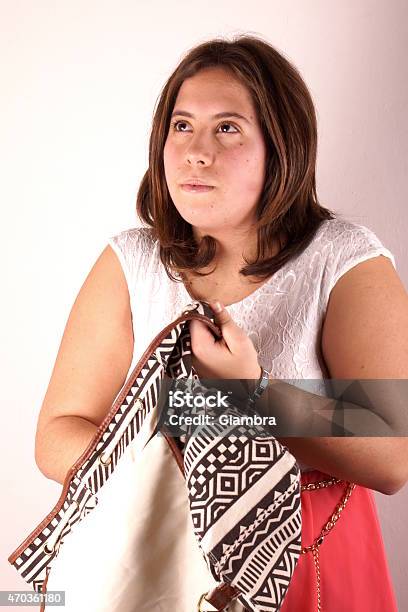 Girl With Bag Stock Photo - Download Image Now - 2015, Adult, Backpack