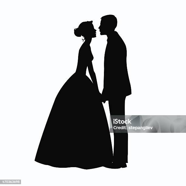 Bride And Groom Silhouette Illustration Stock Illustration - Download Image Now - In Silhouette, Wedding, Couple - Relationship