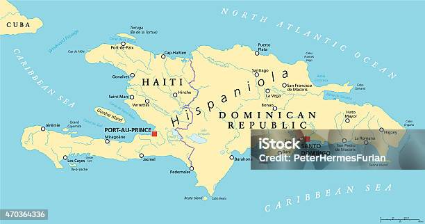 Hispaniola Political Map With Haiti And Dominican Republic Stock Illustration - Download Image Now