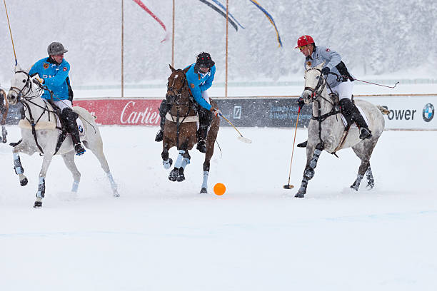 雪のポロ - championship polo snow st moritz ストックフォトと画像