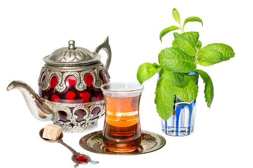 Mint tea is a traditional Arabic refreshing drink