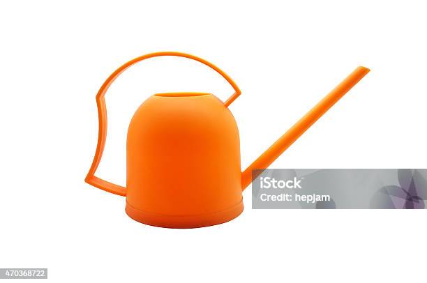 Orange Watering Plastic Can Orange Watering Plastic Pot Stock Photo - Download Image Now