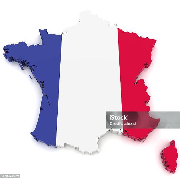 Mappa Di Francia - Fotografie stock e altre immagini di Bandiera - Bandiera, Bandiera della Francia, Carta geografica