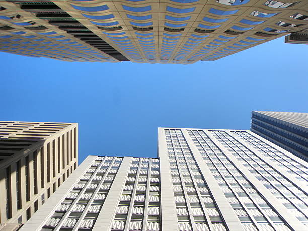 istock LOOKING UP AT SKY PAST SKYSCRAPERS, SAN FRANCISCO, USA 470380684