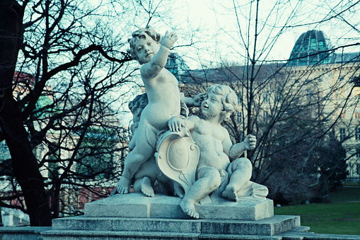 Beautiful marble statue of angels, Vienna, Austria