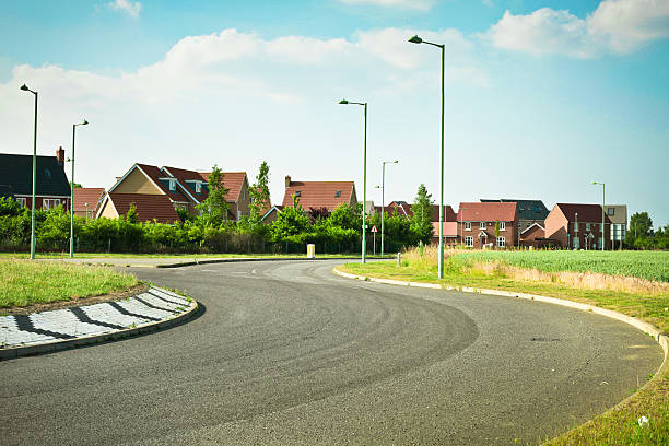 Modern road Modern road and roundabout in rural England bury st edmunds stock pictures, royalty-free photos & images