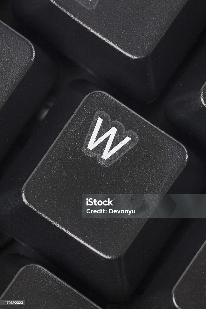 computer W key black computer keyboard close up Alphabet Stock Photo