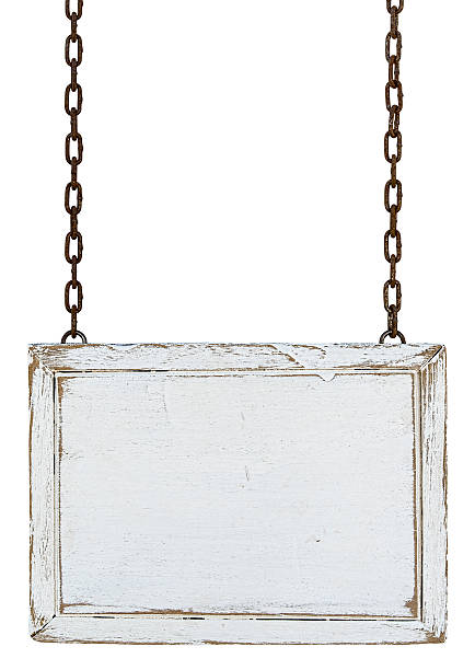 istock Old weathered white wood signboard. 470392419