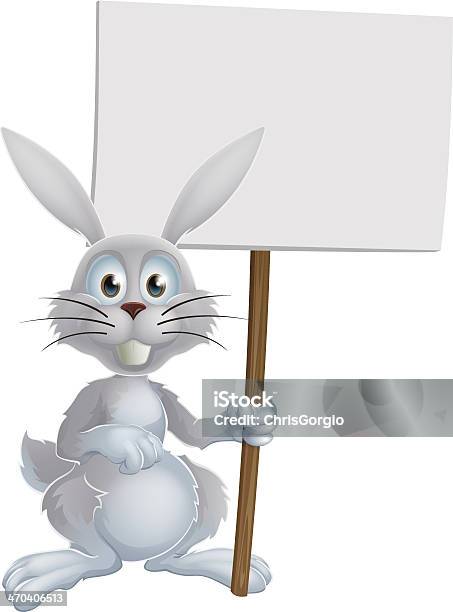 White Easter Bunny Sign Stock Illustration - Download Image Now - Animal, Baby Rabbit, Banner - Sign