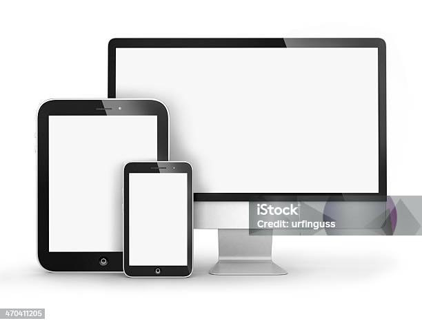 Set Of Modern Digital Devices Stock Photo - Download Image Now - Equipment, Template, Cut Out