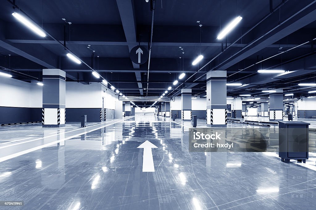 Underground parking Indoors Stock Photo