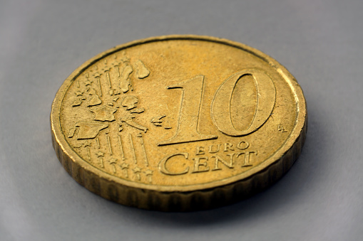macro shot of a 10 euro cent coin