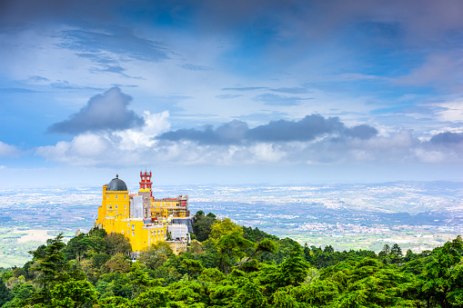 Sintra, Portugal - October 18, 2014: Pena National palace. The palace is a UNESCO World Heritage Site.