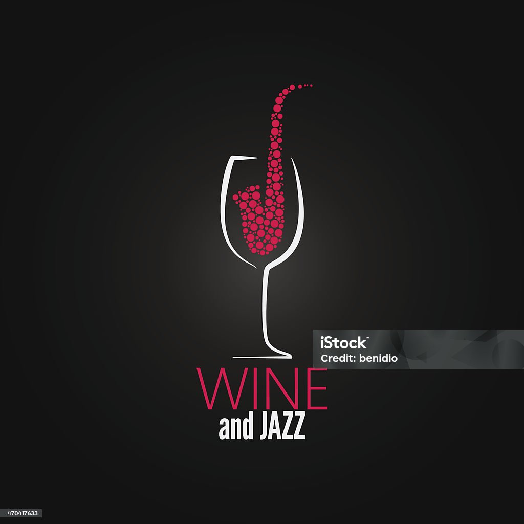 Copo de vinho de jazz Fundo de conceito de design - Vetor de Vinho royalty-free