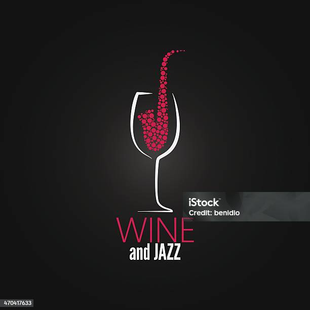 Vetores de Copo De Vinho De Jazz Fundo De Conceito De Design e mais imagens de Vinho - Vinho, Saxofone - Instrumento de sopro de madeira, Bar