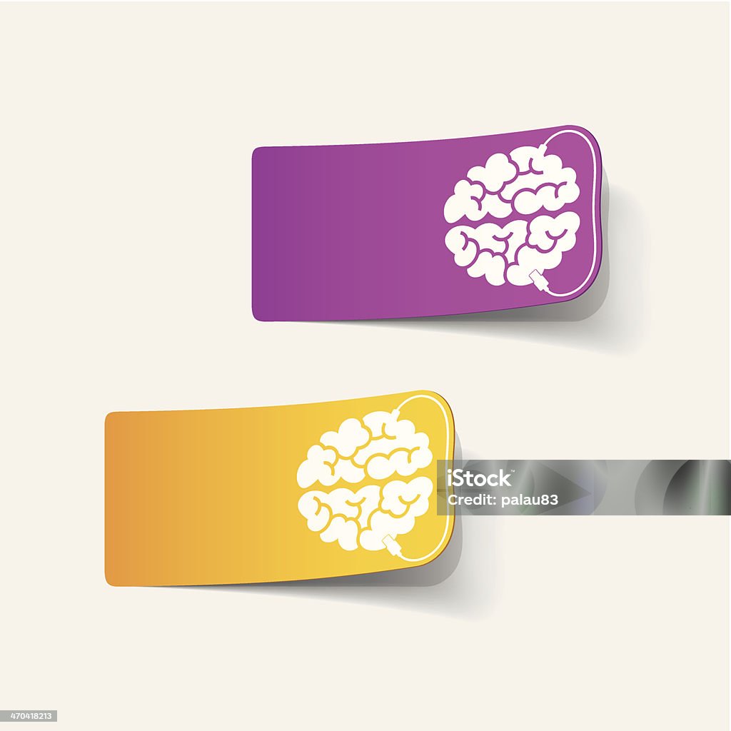 Realistico elemento di design: Cervello-usb, spina - arte vettoriale royalty-free di Anatomia umana