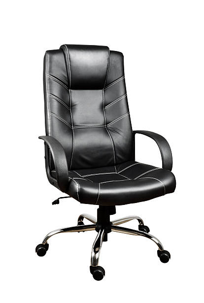 istock Luxury black leather office chair on the white background (Clipping Path) 470420693