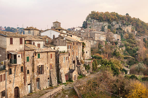 istock Bomarzo cityscape at dusk, Lazio Italy 470421145