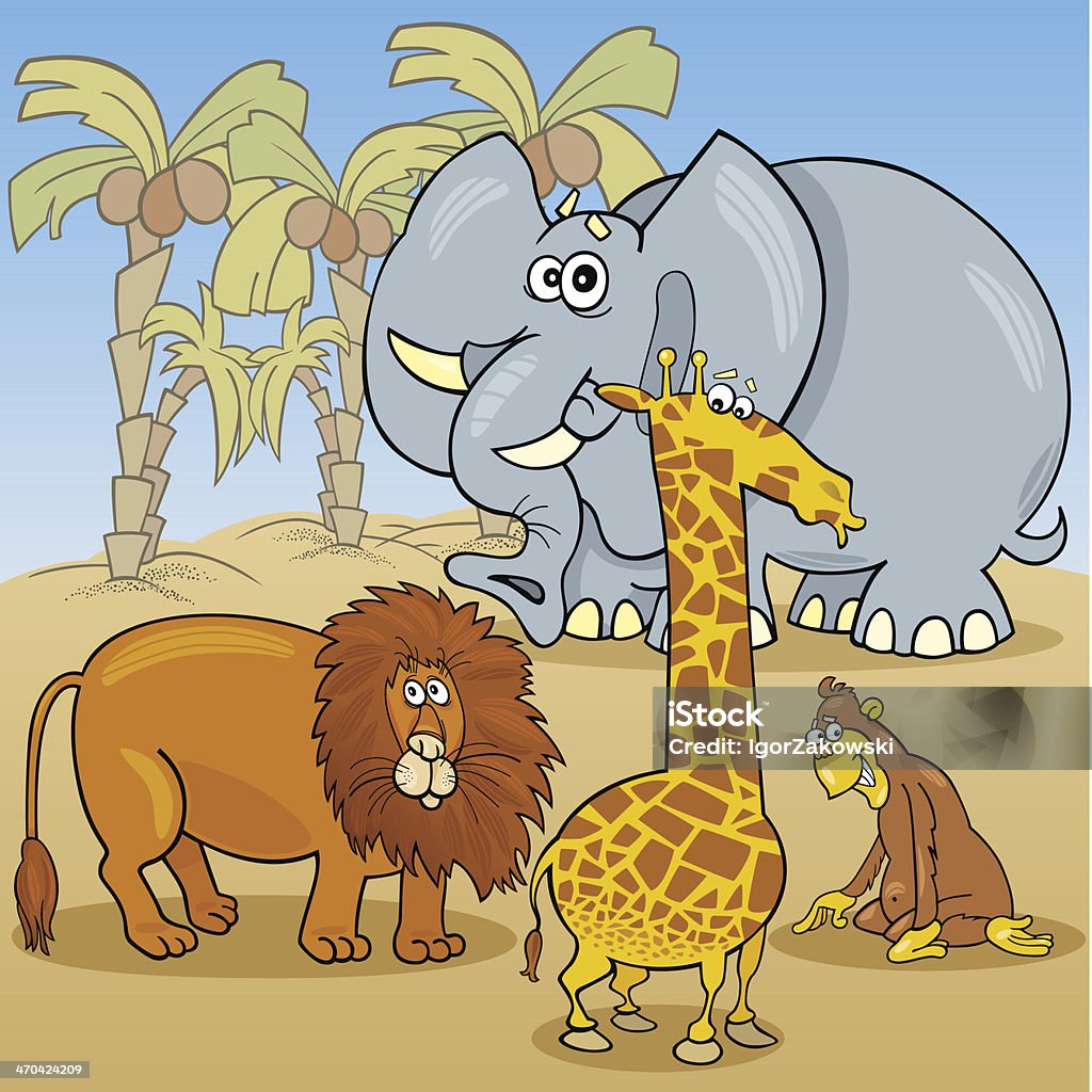かわいい漫画のアフリカ動物イラスト - たてがみのロイヤリティフリーベクトルアート