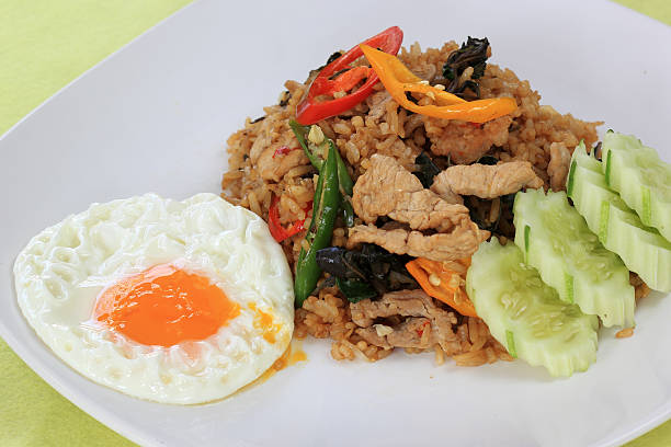 istock Fried rice with basil, chili and pork 470426267