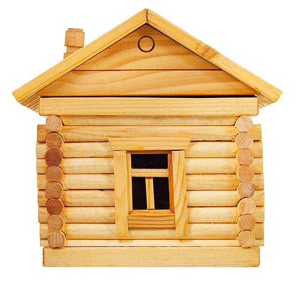 istock side view of wooden log house 470432945